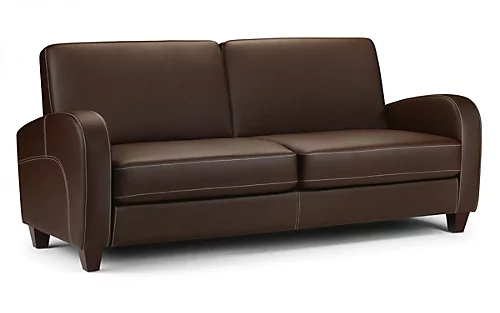 3 Seater Sofa - Brown Faux Leather 3 3 Seater Sofa - Brown Faux Leather