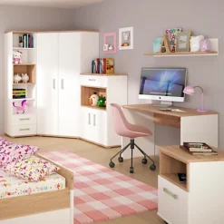 4KIDS 2 Door 1 Drawer Cupboard With Open Shelf With Lemon Handles -Furniture Store 4kids 2 door 1 drawer cupboard with open shelf with lemon handles0763250344200 04c MP