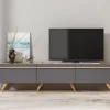 Amsterdam TV Unit Stand Bench - Walnut & Anthracite -Furniture Store amsterdam tv unit stand bench walnut anthracite8682081568857 01c MP