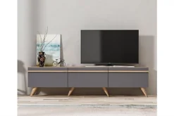 Amsterdam TV Unit Stand Bench - Walnut & Anthracite