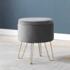 BARBARA MODERN VELVET ROUND STORAGE POUFFE OTTOMAN FOOTSTOOL VANITY DRESSING SEAT STOOL (Grey) 1 BARBARA MODERN VELVET ROUND STORAGE POUFFE OTTOMAN FOOTSTOOL VANITY DRESSING SEAT STOOL (Grey) -Furniture Store barbara modern velvet round storage pouffe ottoman footstool vanity dressing seat stool grey 5055744822451 01c MP