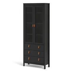 Barcelona China Cabinet 2 Doors W/glass + 3 Drawers In Matt Black -Furniture Store barcelona china cabinet 2 doors w glass 3 drawers in matt black5060653082179 03c MP