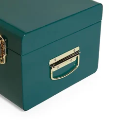 Beautify Storage Trunk - Teal Stainless Steel Storage Chest W/Gold Detailing, Bedroom Storage Organiser W/Lockable Lid & Handles -Furniture Store beautify storage trunk teal stainless steel storage chest w gold detailing bedroom storage organiser w lockable lid handles5056115730443 03c MP