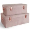 Beautify Storage Trunks - Set Of 2 Pink Velvet Finish Storage Chests W/Rose Gold Detailing, Stackable Organiser W/Lockable Lids 2 Beautify Storage Trunks - Set Of 2 Pink Velvet Finish Storage Chests W/Rose Gold Detailing, Stackable Organiser W/Lockable Lids -Furniture Store beautify storage trunks set of 2 pink velvet finish storage chests w rose gold detailing stackable organiser w lockable lids5056115726675 01c MP