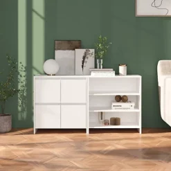 Berkfield 2 Piece Sideboard White Engineered Wood