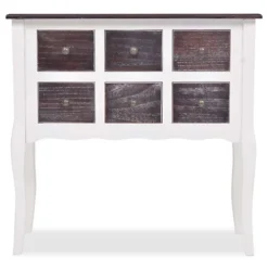 Berkfield Console Cabinet 6 Drawers Brown And White Wood -Furniture Store berkfield console cabinet 6 drawers brown and white wood7717475746642 03c MP
