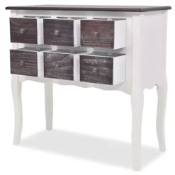 Berkfield Console Cabinet 6 Drawers Brown And White Wood -Furniture Store berkfield console cabinet 6 drawers brown and white wood7717475746642 04c MP