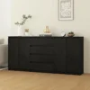 Berkfield Side Cabinets 3 Pcs Black Solid Pinewood -Furniture Store berkfield side cabinets 3 pcs black solid pinewood7720276729363 01c MP