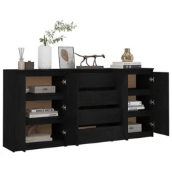 Berkfield Side Cabinets 3 Pcs Black Solid Pinewood 8 Berkfield Side Cabinets 3 Pcs Black Solid Pinewood -Furniture Store berkfield side cabinets 3 pcs black solid pinewood7720276729363 03c MP