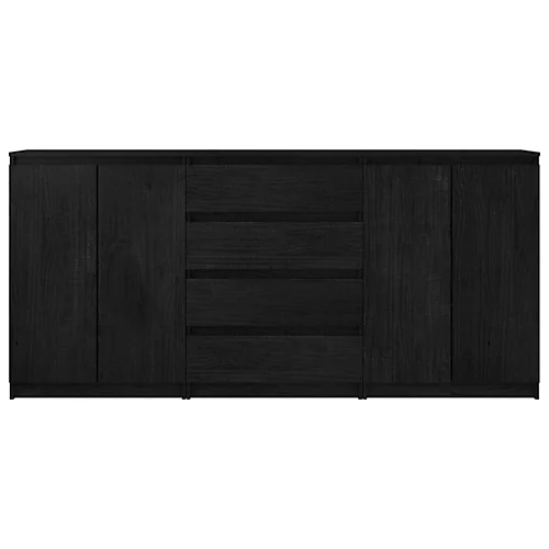 Berkfield Side Cabinets 3 Pcs Black Solid Pinewood 6 Berkfield Side Cabinets 3 Pcs Black Solid Pinewood - Image 4