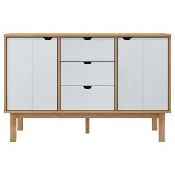 Berkfield Sideboard Brown And White 113.5x43x73 Cm Solid Wood Pine -Furniture Store berkfield sideboard brown and white 113 5x43x73 cm solid wood pine7720277165667 03c MP