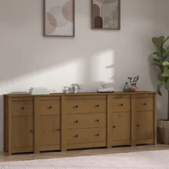 Berkfield Sideboard Honey Brown 230x35x80 Cm Solid Wood Pine