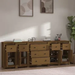 Berkfield Sideboard Honey Brown 230x35x80 Cm Solid Wood Pine -Furniture Store berkfield sideboard honey brown 230x35x80 cm solid wood pine7720277100393 03c MP