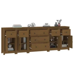Berkfield Sideboard Honey Brown 230x35x80 Cm Solid Wood Pine -Furniture Store berkfield sideboard honey brown 230x35x80 cm solid wood pine7720277100393 04c MP