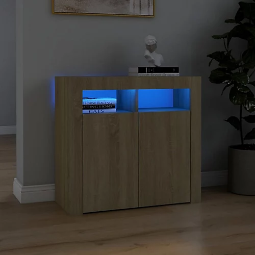 Berkfield Sideboard With LED Lights Sonoma Oak 80x35x75 Cm 3 Berkfield Sideboard With LED Lights Sonoma Oak 80x35x75 Cm