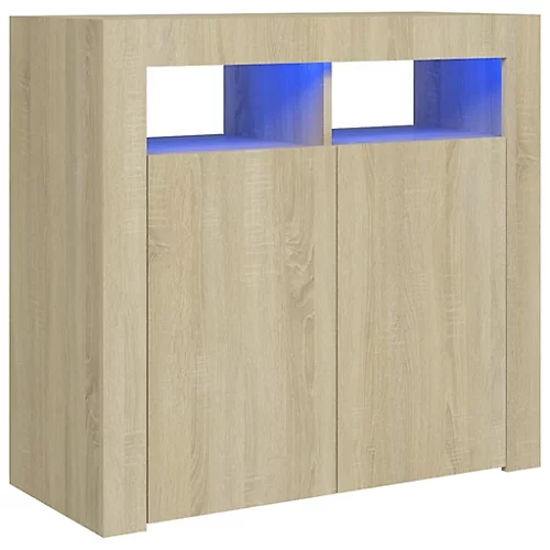 Berkfield Sideboard With LED Lights Sonoma Oak 80x35x75 Cm 4 Berkfield Sideboard With LED Lights Sonoma Oak 80x35x75 Cm - Image 2