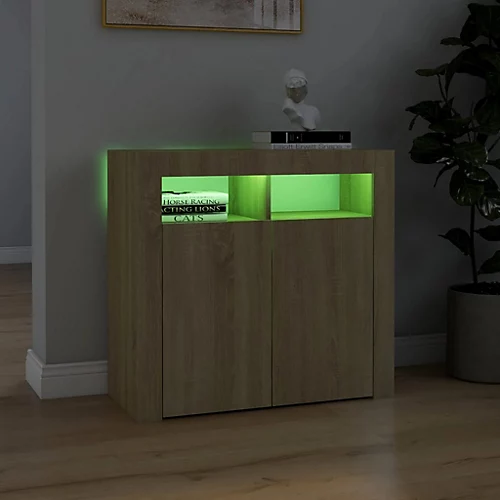 Berkfield Sideboard With LED Lights Sonoma Oak 80x35x75 Cm 6 Berkfield Sideboard With LED Lights Sonoma Oak 80x35x75 Cm - Image 4
