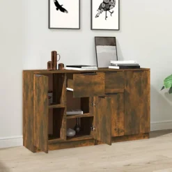 Berkfield Sideboards 2 Pcs Smoked Oak 60x30x70 Cm Engineered Wood -Furniture Store berkfield sideboards 2 pcs smoked oak 60x30x70 cm engineered wood7720277122777 03c MP