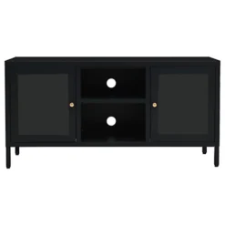 Berkfield TV Cabinet Black 105x35x52 Cm Steel And Glass -Furniture Store berkfield tv cabinet black 105x35x52 cm steel and glass7720276564233 03c MP
