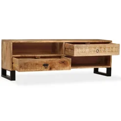 Berkfield TV Cabinet Solid Mango Wood 120x30x40 Cm -Furniture Store berkfield tv cabinet solid mango wood 120x30x40 cm6717475570744 04c MP
