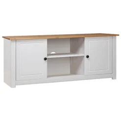 Berkfield TV Cabinet White 120x40x50 Cm Solid Pine Wood Panama Range