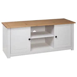 Berkfield TV Cabinet White 120x40x50 Cm Solid Pine Wood Panama Range -Furniture Store berkfield tv cabinet white 120x40x50 cm solid pine wood panama range7719773672419 04c MP
