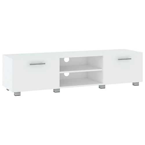 Berkfield TV Cabinet White 140x40x35 Cm Engineered Wood 4 Berkfield TV Cabinet White 140x40x35 Cm Engineered Wood - Image 2