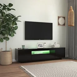 Berkfield TV Cabinet With LED Lights Black 160x35x40 Cm -Furniture Store berkfield tv cabinet with led lights black 160x35x40 cm7720276217379 03c MP