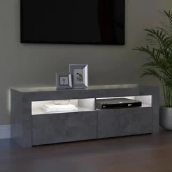 Berkfield TV Cabinet With LED Lights Concrete Grey 120x35x40 Cm -Furniture Store berkfield tv cabinet with led lights concrete grey 120x35x40 cm7720276217245 04c MP