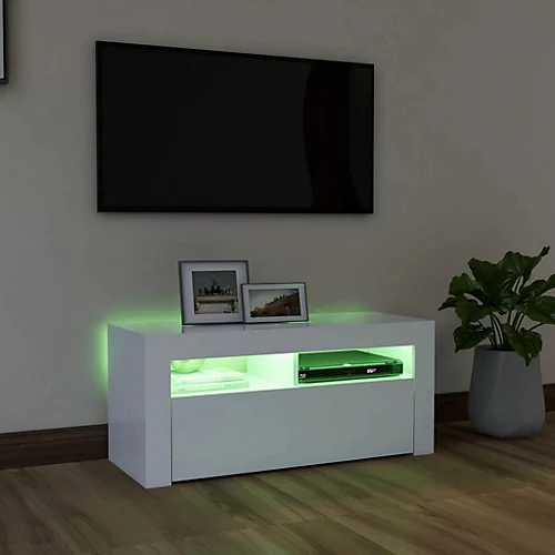 Berkfield TV Cabinet With LED Lights White 90x35x40 Cm 6 Berkfield TV Cabinet With LED Lights White 90x35x40 Cm - Image 4