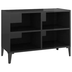 Berkfield TV Cabinet With Metal Legs High Gloss Black 69.5x30x50 Cm -Furniture Store berkfield tv cabinet with metal legs high gloss black 69 5x30x50 cm7720276357474 02c MP