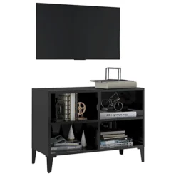 Berkfield TV Cabinet With Metal Legs High Gloss Black 69.5x30x50 Cm -Furniture Store berkfield tv cabinet with metal legs high gloss black 69 5x30x50 cm7720276357474 03c MP