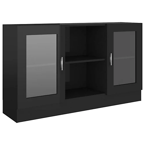 Berkfield Vitrine Cabinet High Gloss Black 120x30.5x70 Cm Engineered Wood 4 Berkfield Vitrine Cabinet High Gloss Black 120x30.5x70 Cm Engineered Wood - Image 2