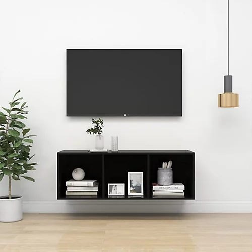 Berkfield Wall-mounted TV Cabinet High Gloss Black 37x37x107 Cm Engineered Wood 3 Berkfield Wall-mounted TV Cabinet High Gloss Black 37x37x107 Cm Engineered Wood