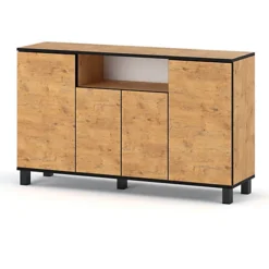 Best4D Cabinet Storage Dresser 140x80x35cm With Oak Lancelot Front - Body Colour Oak Lancelot