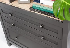 Bookcase Shelving Drawers 106cm Open Storage Unit Country Grey Oak Finish Bocage -Furniture Store bookcase shelving drawers 106cm open storage unit country grey oak finish bocage5900211808738 03c MP