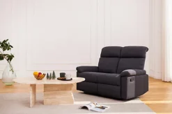 Brody Sofa Suite 2 Seater Manual Recliner Dark Grey Padded Fabric