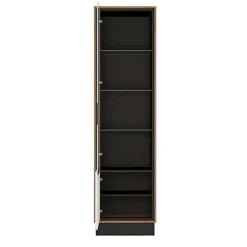 Brolo Tall Glazed Display Cabinet (LH) With The Walnut And Dark Panel Finish -Furniture Store brolo tall glazed display cabinet lh with the walnut and dark panel finish5900355059539 03c MP