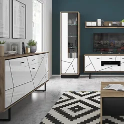 Brolo Tall Glazed Display Cabinet (LH) With The Walnut And Dark Panel Finish -Furniture Store brolo tall glazed display cabinet lh with the walnut and dark panel finish5900355059539 04c MP