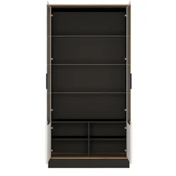 Brolo Tall Wide Glazed Display Cabinet With The Walnut And Dark Panel Finish -Furniture Store brolo tall wide glazed display cabinet with the walnut and dark panel finish5900355059553 03c MP