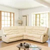 Brooklyn Bonded Leather Reclining Corner Sofa Cream