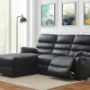 Carter Corner 3 Seater Faux Leather Sofa Recliner With Chaise Right Hand Side Chaise