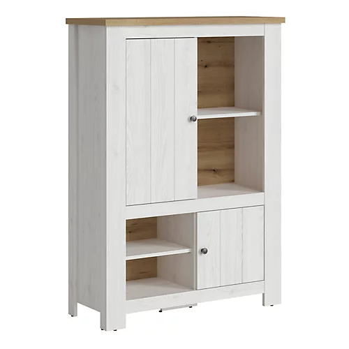 Celesto 2 Door 4 Shelves Cabinet In White And Oak 3 Celesto 2 Door 4 Shelves Cabinet In White And Oak