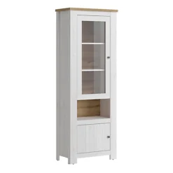 Celesto 2 Door Display Cabinet In White And Oak