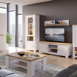 Celesto 2 Door Display Cabinet In White And Oak -Furniture Store celesto 2 door display cabinet in white and oak5900355160365 03c MP