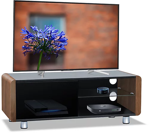 Centurion Supports Amalfi Gloss Black With Walnut Sides Beam-Thru Remote Friendly Up To 55inch Flat Screen TV Cabinet 3 Centurion Supports Amalfi Gloss Black With Walnut Sides Beam-Thru Remote Friendly Up To 55inch Flat Screen TV Cabinet