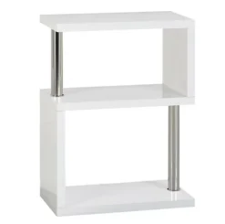 Charisma 3 Shelf Display Unit Bookcase White Gloss And Chrome Finish