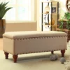 Chelsea Sorage Ottoman Bench - Tan/Brass Upholstered With Flip Lid. 2 Chelsea Sorage Ottoman Bench - Tan/Brass Upholstered With Flip Lid. -Furniture Store chelsea sorage ottoman bench tan brass upholstered with flip lid 5039373093987 01c MP