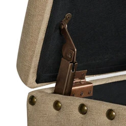 Chelsea Sorage Ottoman Bench - Tan/Brass Upholstered With Flip Lid. -Furniture Store chelsea sorage ottoman bench tan brass upholstered with flip lid 5039373093987 04c MP