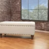 Chelsea Storage Ottoman Bench - Cream/Brass Upholstered With Flip Lid.
